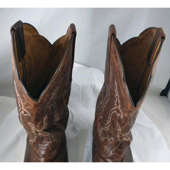 JB Dillon Cowboy Boots Size 9 EE Distressed Goat Leather Round Toe JBM3205 main image 8